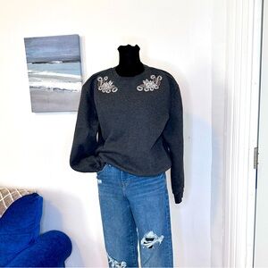Express brand embellished grey sweatshirt in size Small